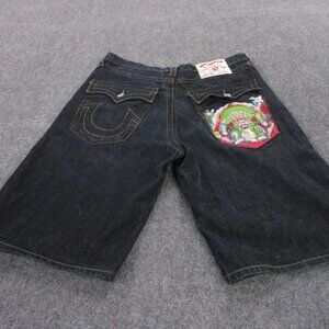 True Religion Shorts Adult 38 Denim Joey Patch Buddah Baggy Y2K Grunge Mens